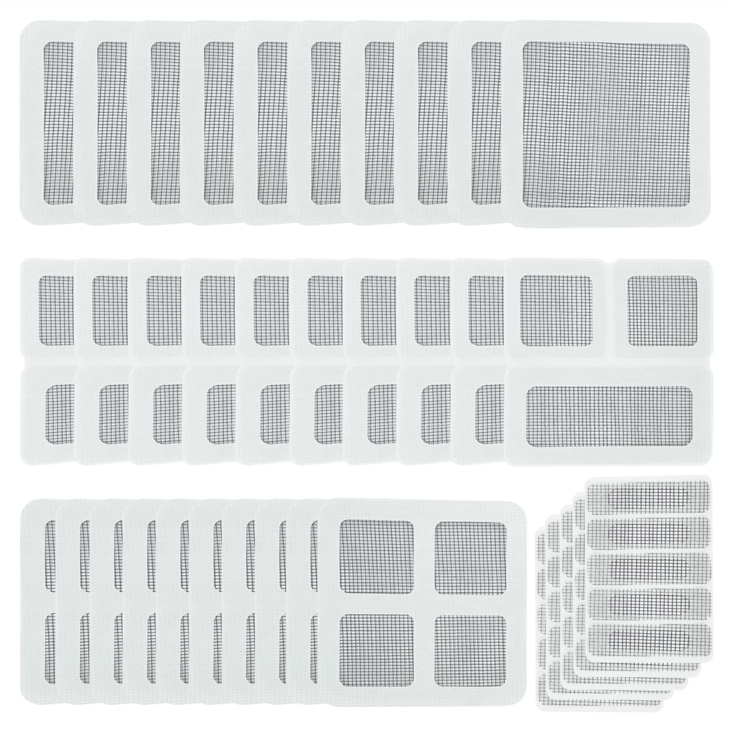 35 Sheet Window Screen Repair Patch, 111 Pieces Window Screen Mesh Tape Self Adhesive Mesh Screen Patch Repair kit for Window and Door Tears Holes, 4 Size