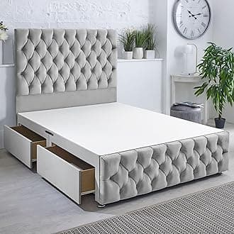 ComfoRest Elegant Double Bed with 4 Drawers – 4FT6 – (Silver Plush) – Durable Base for Organised Living – Sturdy Design for Modern Bedrooms – No Mattress Included