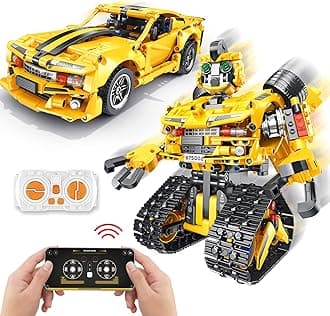2-in-1 Build a Robot Kit, Remote & APP Controlled Robotic Building Blocks Toys STEM Projects for Kids Ages 8 9 10 11 12 13 14,Chirstmas Birthday Gift for Boys (RC Car)