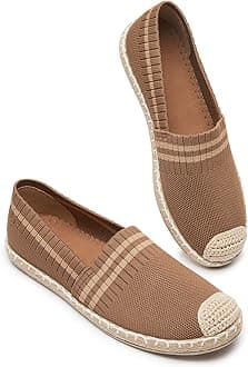 BABUDOG Womens Espadrilles Breathable Flats Shoes Mesh Slip on Loafers Soft White Flats