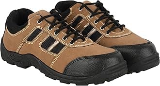 Foot Trends Industrial Steel Toe Lace-up Safety Shoes for Men-(Tan-7)
