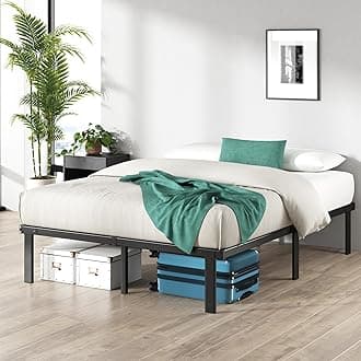 Zinus Caleb Super King Bed Frame - 6ft (180 x 200 cm) - 14.2'' Height - Metal Bed Base with Steel Slat Support - Easy Assembly - Black