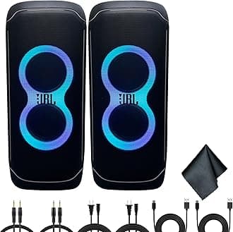 2 x PartyBox Ultimate 1100W Portable Speaker - Wi-fi & Bluetooth Connectivity Splashproof, Powerful Sound and Exciting Light Show (JBLPARTYBOXULTAM) + Cleaning Cloth + More