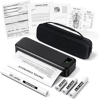 Portable Printers Wireless for Travel, A285M Bluetooth Inkless Thermal Printer Support 8.5" X 11" US Letter, Mobile Printer for Phone Laptop, with Case & 4 Rolls Thermal Paper, for Home Office Receipt