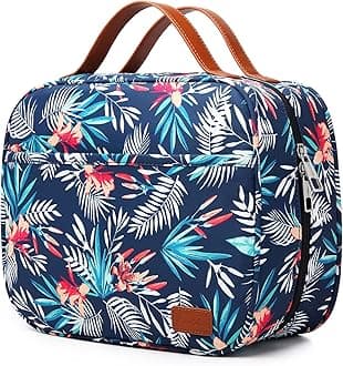 Hanging Travel Toiletry Bag,Large Capacity Cosmetic Toiletry Travel Organiser for Women/Men with 4 Compartments & 1 Sturdy Hook,Perfect for Travel/Daily Use (Palm Leaf)