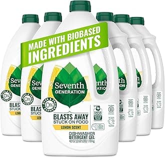Dishwasher Detergent Gel Soap, Lemon Scent, 42 Oz. Bottles, Pack of 6, (Packaging May Vary)