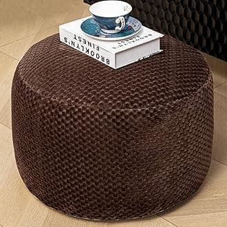 Pouf Ottoman Unstuffed Round Poof Seat Foot Stool Ottoman Foot Rest No Filler 20x20x12 Inches Fuzzy Chair Floor Pouf Storage for Living Room Bedroom Coffee
