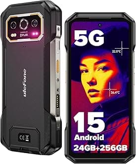 Ulefone Armor 27T Pro 5G Rugged Smartphone Thermal Imaging Camera Android 15 24GB+256GB 10600mAh/33W MTK Dimensity 6300 50MP+64MP Night Vision 6.78" FHD+ 120Hz Dual SIM Cell Phone Fingerprint ID NFC