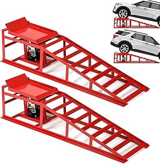 2PCS 5T 11060lbs Hydraulic Car Ramps, Heavy Duty Hydraulic Vehicle Ramps Lift Ramp, Portable Car Ramps for Oil Changes, Car Lifts for Home Garage, Vehicle Auto Garage Repair, Mens Gifts Ideas