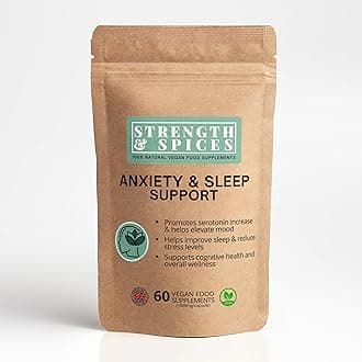 Strength & Spices Anxiety & Sleep Support, Anxiety Relief Supplement, Ashwagandha Capsules with 20 Powerful Ingredients, Plant-Based Formulation for Mood and Immune Boost, 1000mg, 60 Capsules