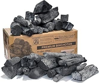 Binchotan Charcoal 11 lbs – Premium Japanese Grill Style Hardwood, 95% Carbon, Smokeless High-Heat, Long Burn for Yakitori, Reusable