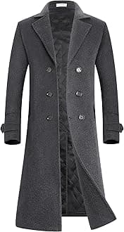APTRO Men's Luxury Full Length Trench Coat Long Wool Overcoat Winter Windbreaker