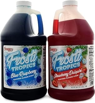 Snappy Frosti Tropics Blue Raspberry and Strawberry Daiquiri Slushie Mix, Slushie Syrups for Machine, Drink Mixers for Cocktails, Slushy Drink Mixes for Alcohol, 1/2 Gallon, 2 Pack
