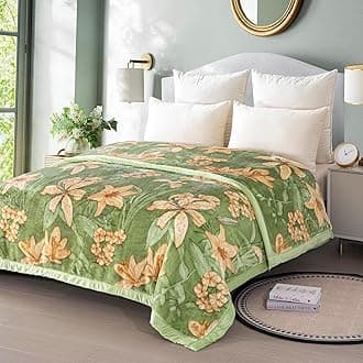 Thick Winter Fleece ​Blanket 70 x 85 inch Korean Mink Throws Blanket for Bed,Silky Soft and Warm,2 Ply Reversible Raschel Bed Blankets,Green,180X220cm 6LB/3kg.