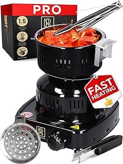 PRO Multipurpose Electric Charcoal Starter - Electric Charcoal Burner Approved Electric Stove - Coconut Charcoal Lighters with Tongs - 450W Hot Plate Electric with 304 Stainless Steel Coiled Burner