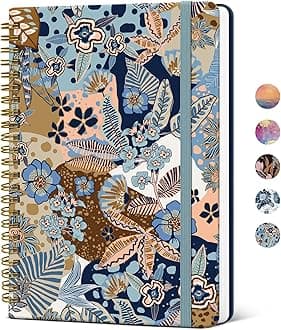 ZOTIA Lined Spiral Journal Notebook for Women, A5 College Ruled Journals for Writing, Hardcover Notebooks for Work, Note taking and Office School Supplies,140 Pages - Lineage Flora