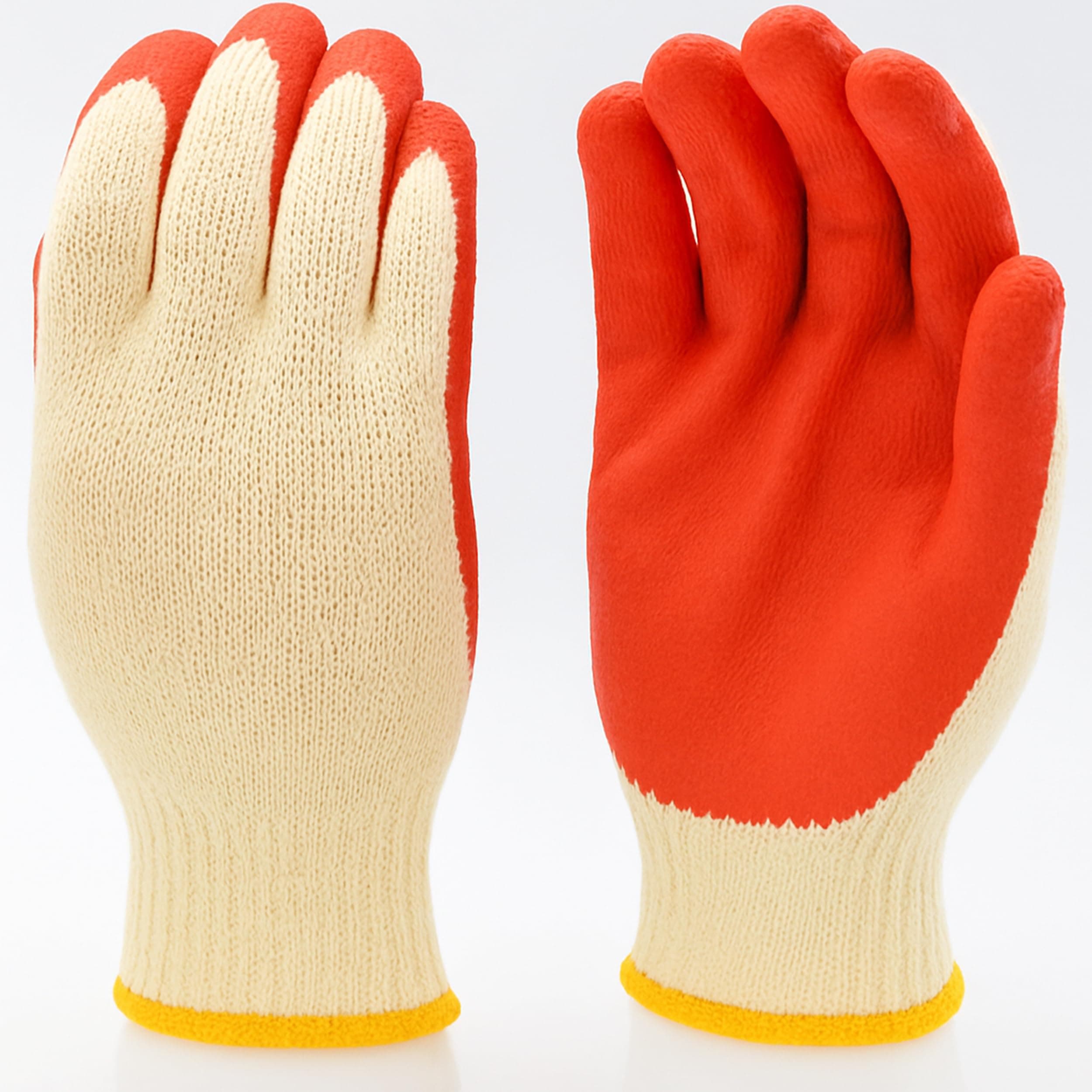 G & F Products 3106-10 String Knit Palm, Latex Dipped Nitrile Coated Work Gloves For General Purpose, 10-Pairsper Pack, Red, Large