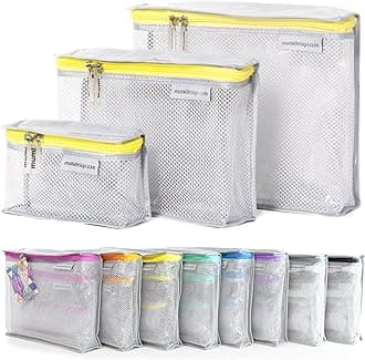 MUMI Travel Toiletry Bag Set of 3 – Clear TSA Approved Toiletry Bags for Women – Reusable Water-Resistant Makeup Organizer Pouches for Skincare, Cosmetics, Travel Accessories, Airport Packing - Yellow
