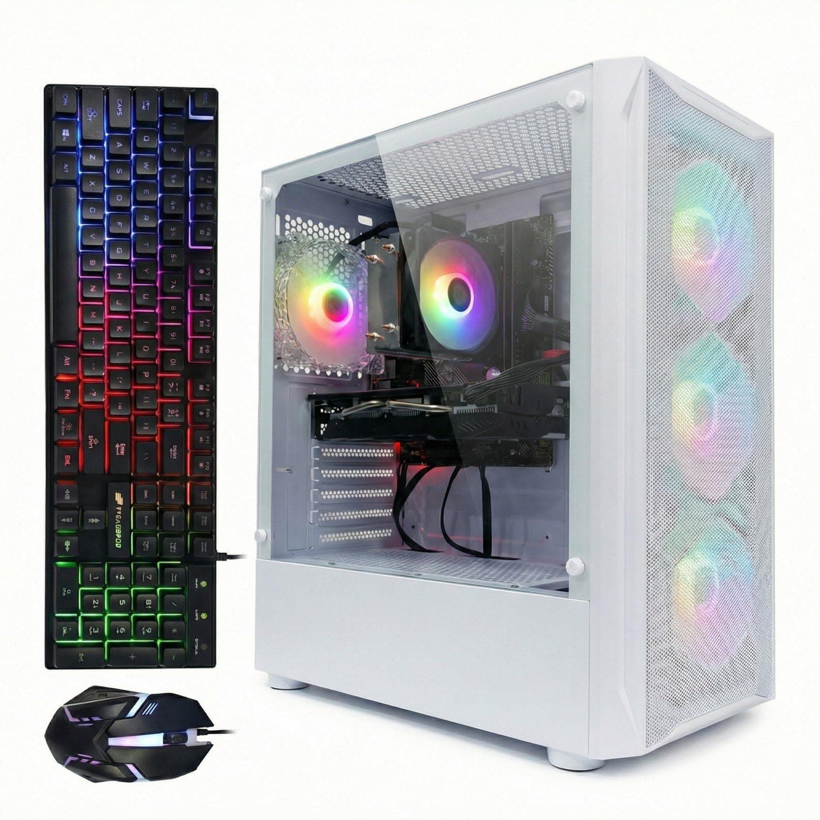 Gaming Desktop PC, Intel Core i7 3.4G up to 3.9G, 32G RAM, 1T SSD, Radeon RX 5700 8G GDDR6, WiFi 6, BT 5.0, RGB Fan x 4, Windows 11 Home