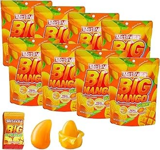 (8 Packs 2.8LB）MetaVita Peelable Mango Candy – Individually Wrapped peelable Gummies Candy-Real Mango Puree – Big Chewy Gummy Candy, Gluten-Free, Fun to Peel