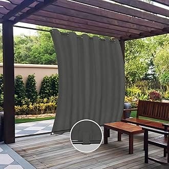 Easy-Going Outdoor Curtains Waterproof Windproof Weatherproof Curtain for Patio, Cabana, Porch, Pergola and Gazebo, Grommet Top and Tab Bottom Drape, 1 Panel, 110x108 inch, Grey