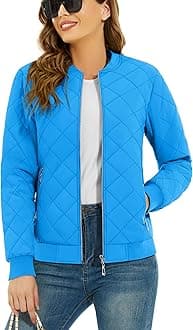 TACVASEN Women's Diamond Quilted Jackets Lightweight Casual Bomber Jacket Warm Winter Coats Full Zip with Pockets