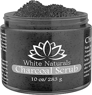 Charcoal Body Scrub, Moisturizing and Exfoliating Face & Foot Scrub, Organic Scrub Fights Stretch Marks, Fine Lines, and Natural Exfoliator Salt Body Scrub for Toning Skin Cellulite Skin Care Body