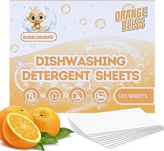 Non Toxic Dishwasher Detergent Sheets, 120 Washes, Natural Dishwasher Detergent Liquid, No Plastic or Phosphate Septic & Gray Water Safe, Organic, No Mess, Use in Dishwasher or Sink