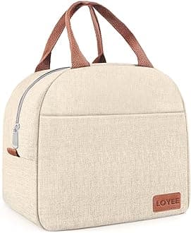 Lunch Bag Lunch Box for Women & Men, Large Capacity Insulated Lunch Bag for Adult, Leakproof Reusable Lunch Tote Bags for Work/Office/Travel/Picnic (Beige)