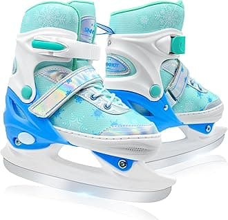 Adjustable Kids Ice Skates for Girls Boys Comfortable, Smooth Blades Snow Hockey Ice Skating Shoes for Outdoor Indoor Rink, Perfect for Beginner Winter Sports Ages 5-12