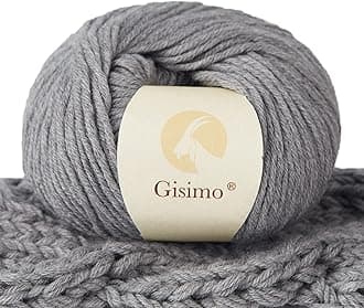 100% Merino Wool Yarn, 6-Ply Luxurious and Soft Yarn for Hand Knitting & Crocheting, 1.76 OZ/50g, 127 yds/116 Meters (Gray, 1 Ball)