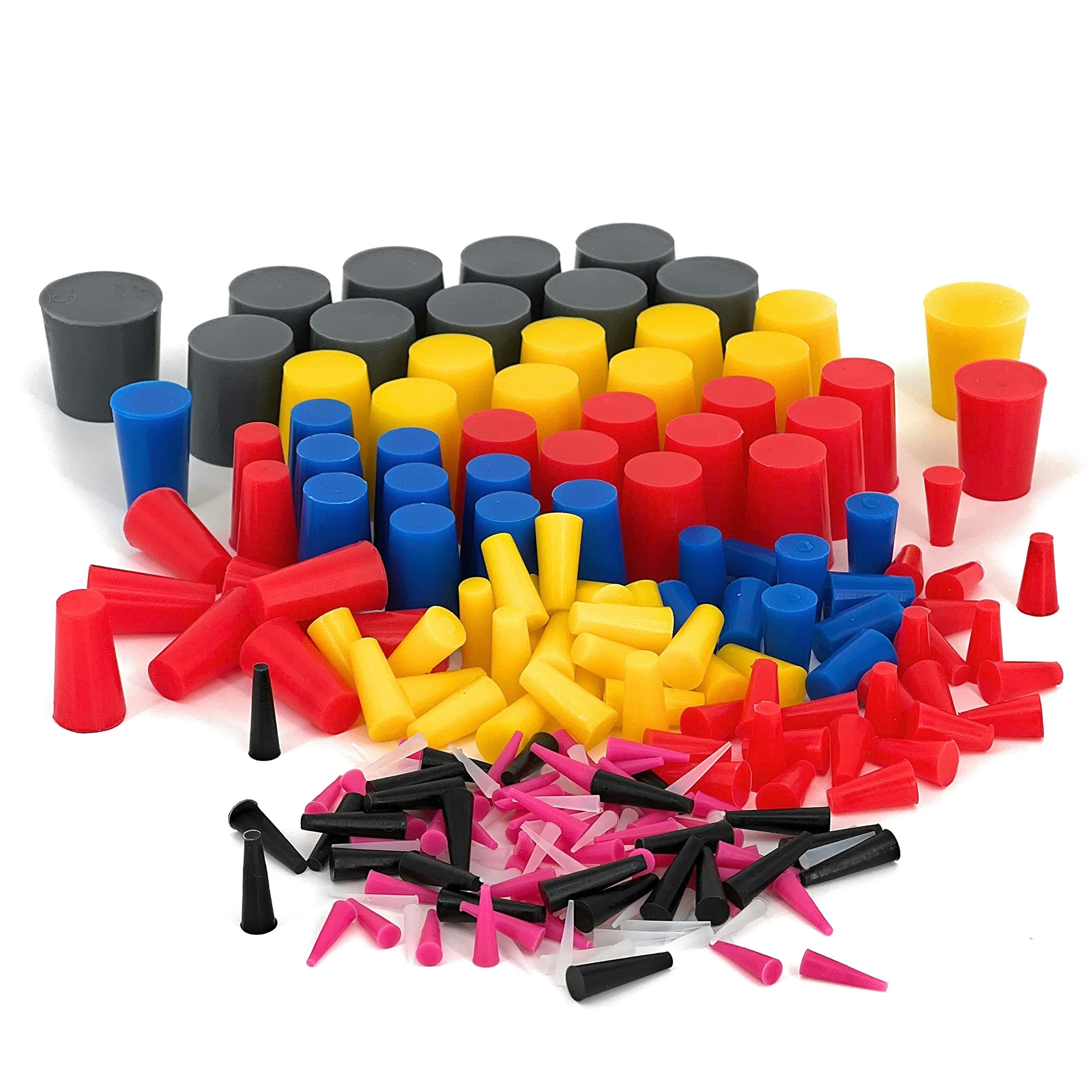 High Temp Masking Supply 235 Piece Silicone Rubber Plug Set - Sizes 1/32" to 1" - Tapered Stoppers for Powder Coating, Painting, Ceramic Coating, Sealing Holes - Non-Toxic, Flexible, Reusable