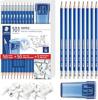 Norica Pencil Set With Eraser Caps and Sharpener, 101ct