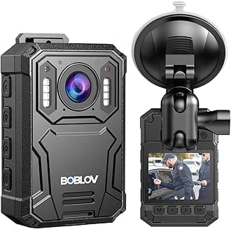 BOBLOV KJ23Pro 2K Body Camera, 64GB Body Camera with Night Vision, 4000mAh Battery for 15 Hours Continuous Recording, IP66 Waterproof Design for Law Enforcement, Security, and Outdoor Work（64GB）