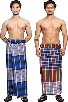 Cotton Stitched Lungi Pack Of 2 (Ready To Wear) 2.25Meter