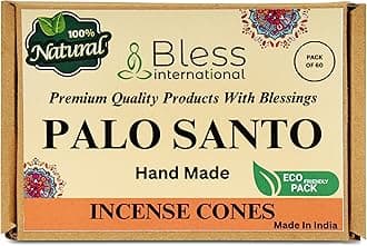 - Palo Santo 100%-Natural-Incense-Cones Handmade-Hand-Dipped Organic-Chemicals-Free for-Purification-Relaxation-Positivity-Yoga-Meditation The-Best-scents (60 Count)