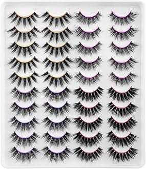 Newcally Faux Mink Lashes Pack 20 Pairs Wholesale False Eyelashes Dramatic Long Wispy Fake Eye Lashes Bulk