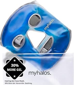 MyHalos® Cooling Face Mask -Halo Mask- Hot or Cold Face Ice Pack for Depuffing- Sinusitis Treatment-Great for Stress, Swelling, Migraine or Wisdom Teeth Pain- Gel Face Mask Cold Pack Ice Mask Therapy