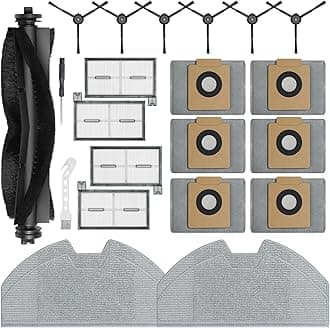 22 Pack X8 Pro Replacement Parts Accessories for Eufy X8 Pro Robot Vacuums Replacement kit, 1 Roller Brush, 4 Filters, 4 Mop Pads, 6 Side Brushes, 6 Vacuum Bags 1 Clean Tool
