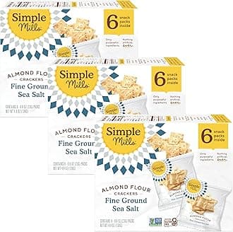 Simple Mills Almond Flour Crackers, Fine Ground Sea Salt Snack Packs - Gluten Free, Vegan, Healthy Snacks, 4.9 Ounce (Pack of 3)