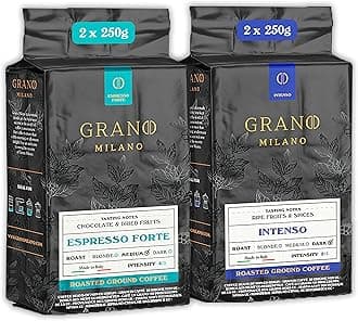 – Ground Coffee 1kg, Variety Pack Arabica and Robusta, Medium and Dark Roast Strong Coffee, Made in Italy
