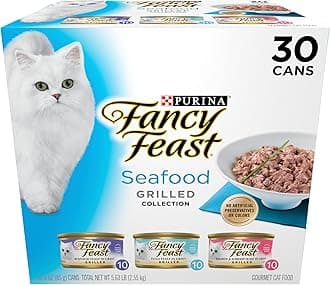 Purina Fancy Feast Grilled Wet Cat Food Seafood Collection in Wet Cat Food Variety Pack - (Pack of 30) 3 oz. Cans