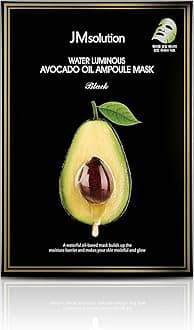 JM Solution Marine Luminous Pearl Deep Moisture 3 Step Skin Care Face Mask - Korean Skincare Facial Mask - boosting Brightening Moisturizing-10 Sheets for Dry Skin (Avocado)