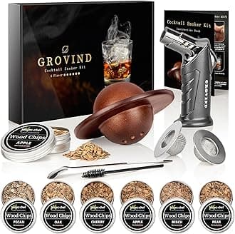 Whiskey Smoker Kit,Cocktail Smoker Kit with Torch,Bourbon smoker kit,Old Fashioned Smoker kit,Drink Smoker Infuser Kit with Wood Chips,Birthday Whiskey Bourbon Gifts for Men,Dad,Husband