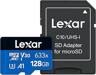 Lexar High-Performance 633x 128GB Micro SD Card, microSDXC UHS-I Card w/SD Adapter, Up to 100MB/s Read, TF Card for Smartphones, Tablets, and Action Cameras (LSDMI128BBEU633A)