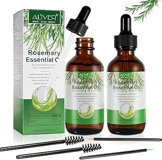 Rosemary Essential Oil for Hair Growth, Eyebrow and Eyelash Skin Care, Aromatherapy & Diffuser, Loss Treatment Women Men, Improve Loss, Nourishes Scalp (2 Pack 60ml)