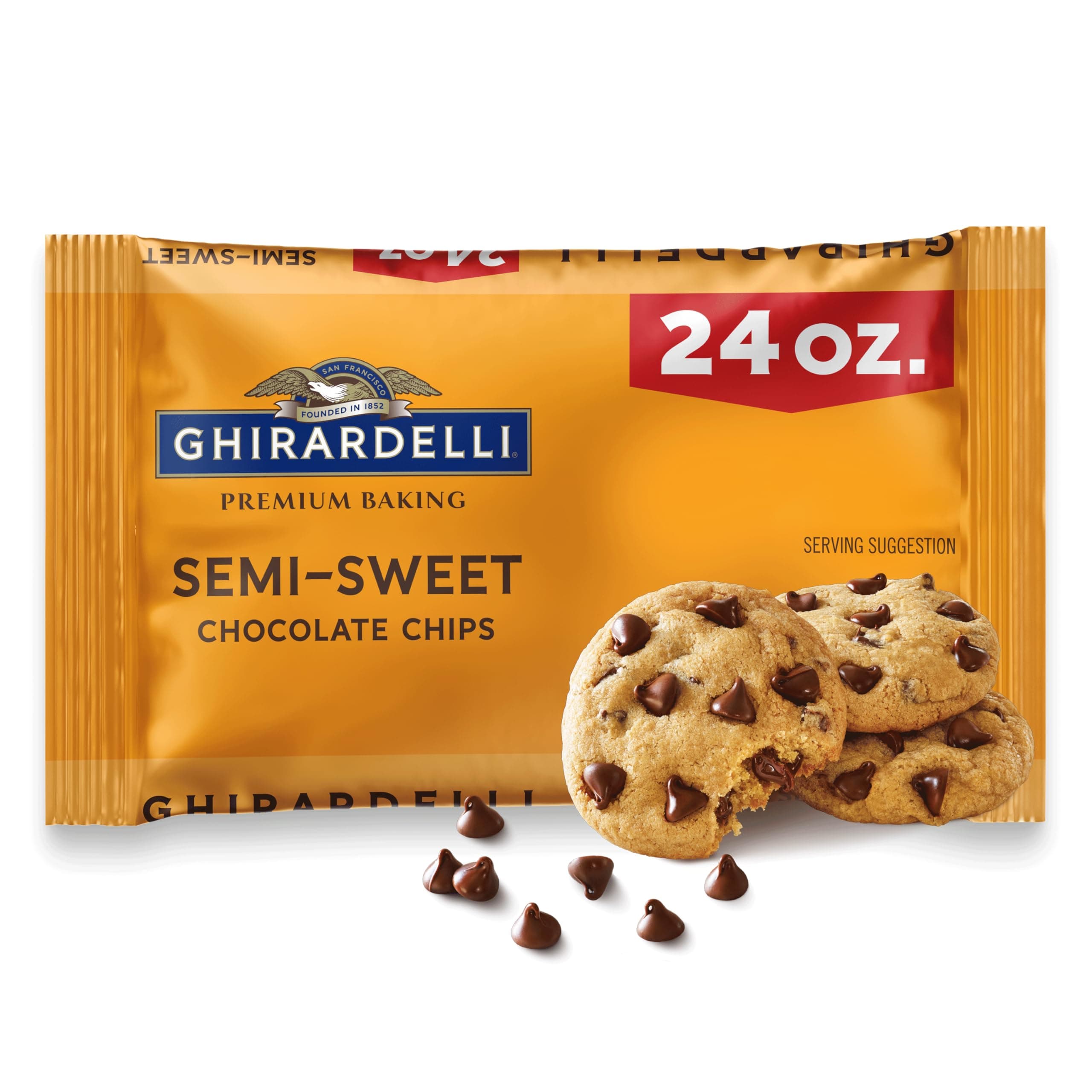 GHIRARDELLI Semi-Sweet Chocolate Premium Baking Chips Chocolate Chips for Baking, 24 OZ Bag