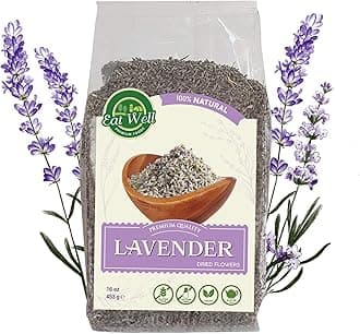 EAT WELL PREMIUM FOODS Lavender Flowers - 16oz Large Size | Dried Lavender Petals | Edible Culinary Lavender for Lavender Tea, Baking & Cooking | Versatile Ingredient for Soap & Home Fragrance
