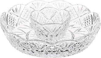 Crystal Appetizer Serving Platter for Parties Chips and Dip or Snacks Hosting Plate,Silver