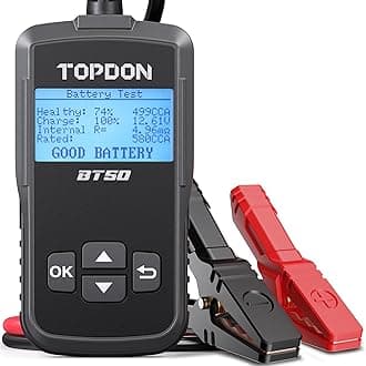 Car Battery Tester TOPDON BT50, 12V Battery Load Tester, 100-2000 CCA Automotive Alternator Tester Digital Battery Analyzer Charging Cranking System for Car Truck Motorcycle ATV SUV Boat Yacht